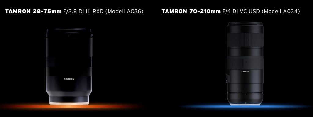 TAMRON 28-75mm F/2.8 Di III RXD (Modell A036) und  TAMRON 70-210mm F/4 Di VC USD (Modell A034).