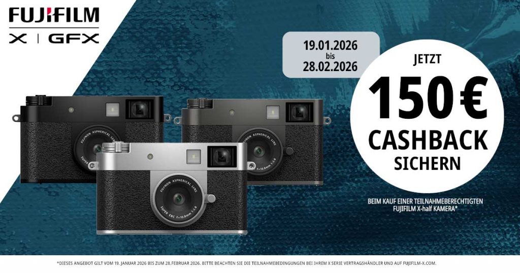 Sichern Sie sich jetzt € 150,– Cashback beim Kauf einer X-half Kamera!