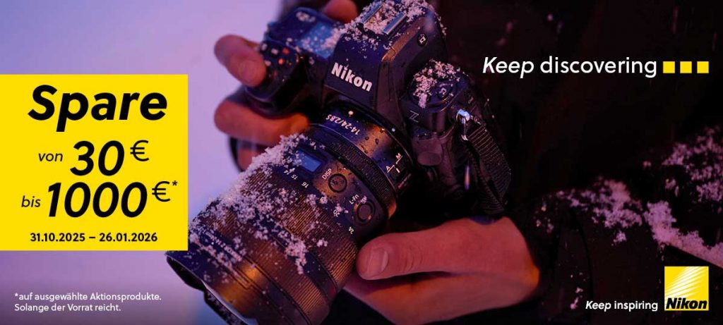 Nikon Winter-Aktion 2025 – von € 30,– bis zu € 1.000,– Sofortrabatt!